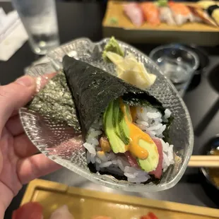 Spicy tuna hand roll