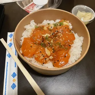 Spicy Salmon Poke Don Bowl
