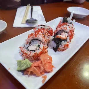 a plate of sushi on a table