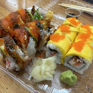 Left to right: Oakland A's Roll and Mango Roll