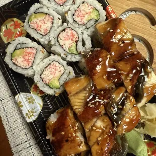 California roll and unagi roll