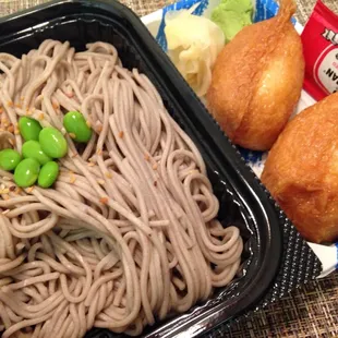 Soba noodles and inari to go