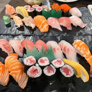 a variety of different types of sushi