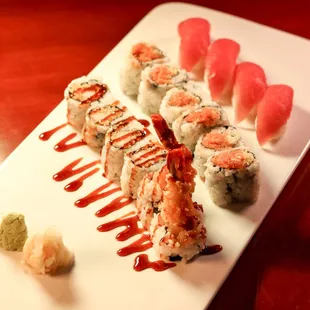 a plate of sushi