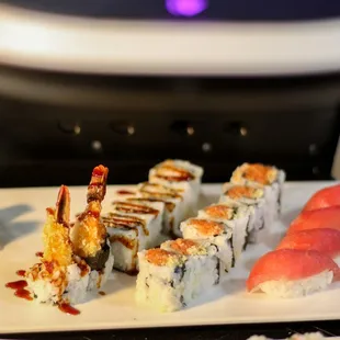a plate of sushi