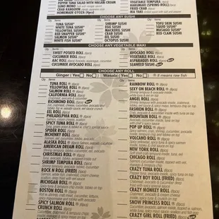 New AYCE dinner menu