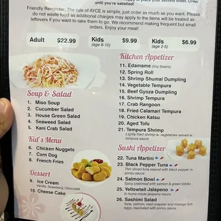 menu
