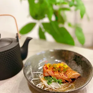 a plate of food on a table