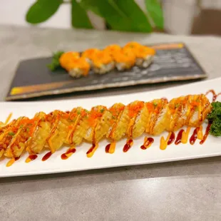 a plate of sushi on a table