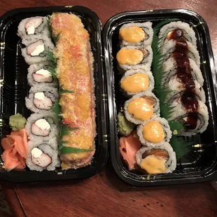 Philadelphia roll, Rock &amp; Roll, House roll, and crazy roll.