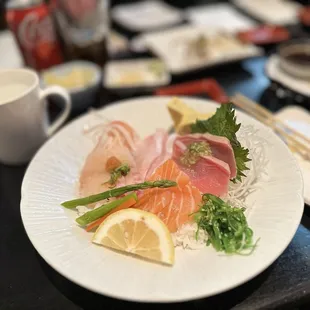 a plate of sushi on a table