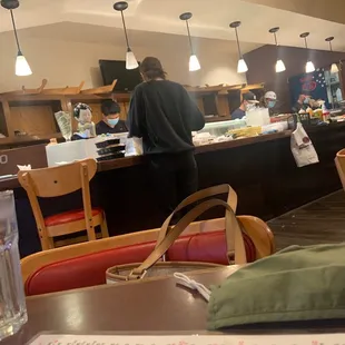 interior, sushi and sashimi