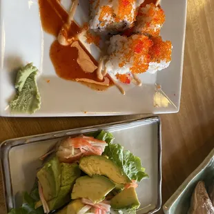 Kiko special with avocado crab salad on the side no spicy Mayo