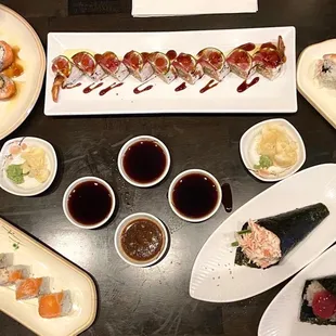 April Roll, Rainbow Roll, James Bond Roll, California and Tuna Hand Rolls, Paradise Roll