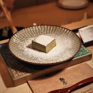 homemade green tea pudding