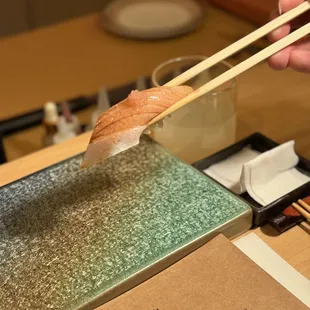 yellowtail with shallot vinegar  purees