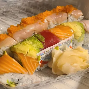 Hot Night Roll (back) and Rainbow Roll (front)