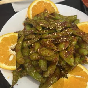 Spicy Garlic Edamame