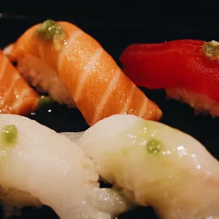 [ Salmon, Tuna, and Hirame(halibut) ] So fresh and delicious!