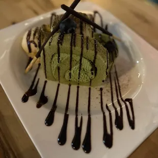 Japanese Green tea Roll cake and Vanilla ice cream $15. 12/31/23