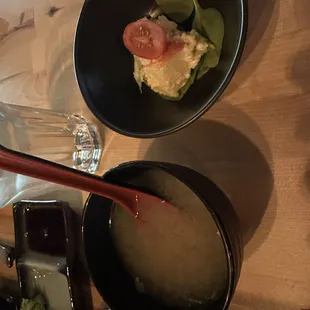 Miso soup and the side salad