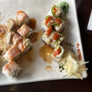 Kamikazi roll and aloha roll