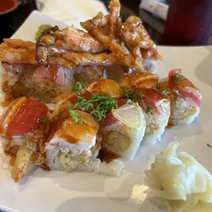 Yosemite &amp; Valentine roll. Both with real crab &amp; soy paper