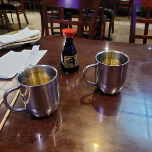 Hot tea, waiting for our yummy food.