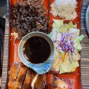 Bento with Chicken Katsu and Bulgogi