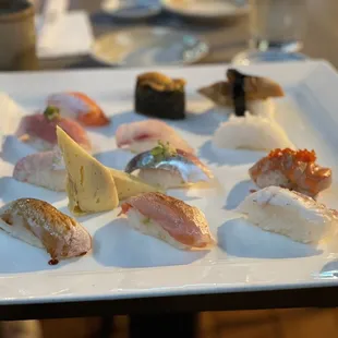 Omakase Sushi Chef' Special $70 (no shrimp due to allergy, replaced by salmon)