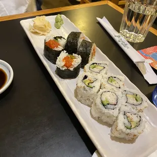 California Roll and spicy tuna