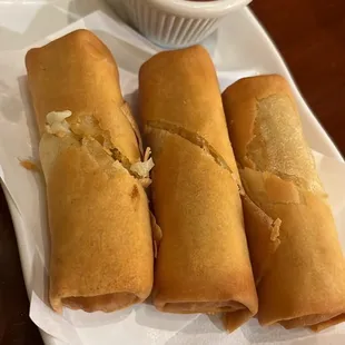 Egg rolls filled with glass noodles and veggies