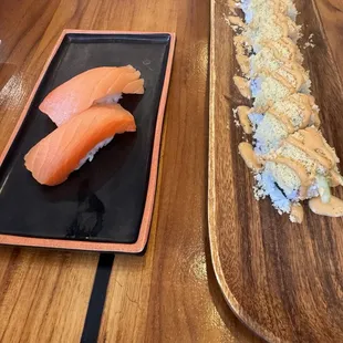 Smoked salmon and shrimp Tempura roll