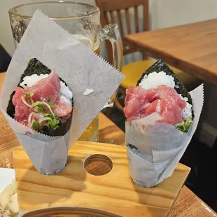 A pair of Toro hand rolls