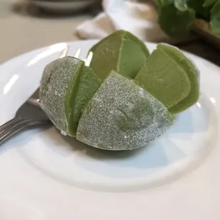 Dairy free, green tea mochi