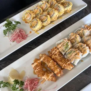 Top: California Tempura Bottom: Salmon Crunch Roll