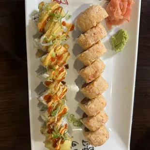 Sahuarita Roll was the best one so far. The one furthest  from the wasabi is the Sahuarita roll.