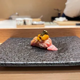 O-toro with uni and caviar