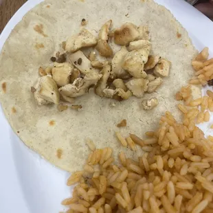 Why sooo stingy with the chicken portion? ...Instant rice from the bag???