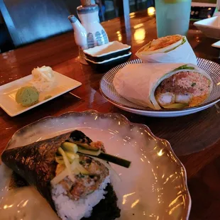 two plates of food on a table