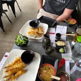Shrimp tempura, edamame, miso soup - all amazing and always good