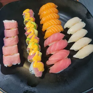 Sushi and ocean roll and spicy tuna roll