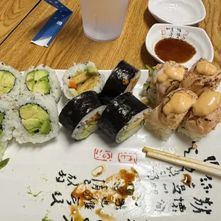 Avocado roll, Texas roll, &amp; a Jackson roll