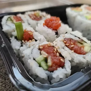 a close up of a sushi