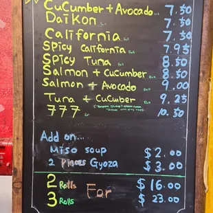 menu