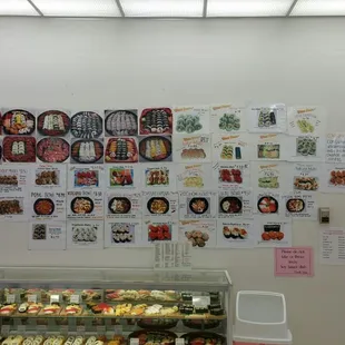 Picture menu on the wall