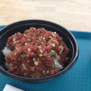 Small pieces of poke but tasty. A little hard to eat with chopsticks.