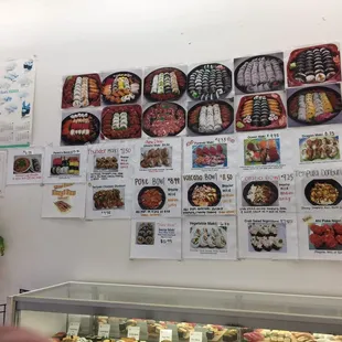 menu, sushi and sashimi