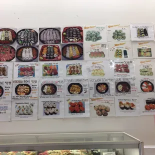 menu, sushi and sashimi
