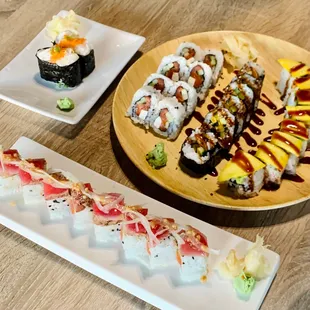 a variety of sushi on a plate